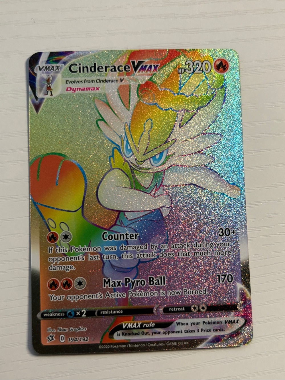 Cinderace Vmax Pokemon Card 194/192